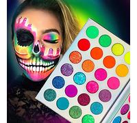 Afflano Neon Eyeshadow Palette, Glow in The Dark Eyeshadow Highly Pigmented, Pink Green Red UV Glow Pressed Glitter Eye Shadow Pallet, Rainbow Bright Neon Party Paint Makeup Palettes