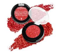 Afflano Red Glitter Eyeshadow, Diamond Bright Red Eyeshadow Instant Colour, Super Pigmented red Metallic Eyeshadows One Swipe, Holographic Shimmering Eye shadow for Women Girl Eyes Makeup