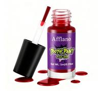 Afflano Red Tooth Paint, Temporary Blood Red Tooth FX Makeup with Brush, Quick Dry & Long Lasting, Realistic Vampire Zombie Halloween Cosplay Tooth Decoration for Adults, 5ml