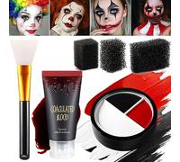 Afflano Scary Clown Vampire Makeup Face Paint Fake Blood Kit, Red Black White Face Paint for Adult Halloween Makeup, Body Painting SFX Special Effect Joker Goth Skeleton Zombie Costume Cosplay Party