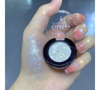 Afflano Shimmery White Glitter Eyeshadow, Highly Pigmented Single Eyeshadow Sparkly Eye Makeup, Long Lasting Holographic White Eyes Highlighter, Cruelty Free, Talc Free, 1A