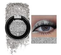 Afflano Silver Glitter Eyeshadow Super Pigmented, Intense Color Gray Silver Eyeshadow Palette Single, Long Lasting Sparkle Shimmer Metallic Glitter Eyes Look, Blendable Neutral Grey Eye Shadow Makeup