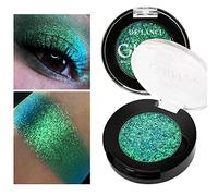 Afflano Single Duo Chrome Green Eyeshadow Shimmery, Highly Pigmented Multichrome Eyeshadows Green, Color Changing Forest Blue Glitter Eyeshadow, Holographic Chrome Eye Shadow for Daily Eye Makeup