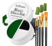 Afflano White Black Green Face Paint Halloween Witch Makeup Kit, Black White Green Body Paint+ Brush+ Sponge 9 Set, Oil Body Painting for Camo Gamora Hulk Monster Shrek Zombie SFX Cosplay green Makeup
