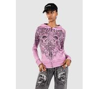 Affliction Forgotten Burnout Zip Hoodie pink burnout wash S