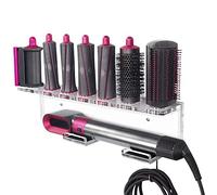 Affogato Wall Mount Holder Compatible with Dyson Airwrap Styler Accessories Acrylic Storage Holder Compatible with Dyson Airwrap Attachments Organizer Rack for Wand Barrels Brushes, Transparent Clear