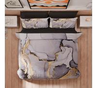 Affordable Luxury King Duvet Cover Set, Marble Patterns Bedding Sets with Zipper Closure, Soft Cozy Microfiber Double Duvet Cover and 2 Pillow Cases 50 x 75 cm A1397