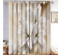Affordable Luxury Modern Blackout Curtains for Bedroom Thermal Insulated Lily Starlight Curtains & Drapes Off White Eyelet Curtain with Black Liner for Darkening Privacy Protection 2 Panels, 46"x54"