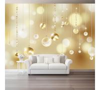 Affordable Luxury Style Gold Ornaments Shimmering Light Photo Wallpaper Mural - Non-Woven Premium Wall Covering, Large 3D Art Poster Decoration for Living Room Bedroom Home Decor 200 X 140 Cm