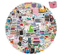 Affoto 100PCS Cute Reading Stickers,Gift for Children Teens Adults Kids, Motivational Quote Waterproof Stickers for Laptop Scrapbook Water Bottle,Aesthetic Stickers for Skateboard Journal Wall Car