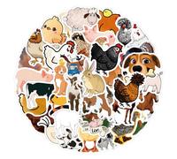 Affoto Farm Animals Stickers (100 PCS), Waterproof, PVC, Cartoon, Stickers, White, Smooth Surfaces, Laptop, Water Bottle, Skateboard, Bicycle, Mobile Phone, Pad