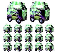 Affrolling 15 Pcs Green Purple Monster Truck Treat Boxes Monster Truck Birthday Party Decorations Racing Truck Theme Party Favor Gift Boxes Monster Truck Goodie Boxes for Kids Birthday Party Supplies