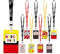 Affrolling 16 Pcs PVC Hall Pass Lanyards and School Passes Set Unbreakable Hall Writable Passes for Classrooms Bathroom Pass for Bathroom Office Library Nurse Elementary Middle School Supplies