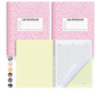 Affrolling 2 Pack Carbonless Lab Notebook Carbon Copy 8.5'' x 11'' 25 Sets of Pages 50 Pages Total Laboratory Engineering Chemistry Computation Notebook Science Grid Coil Binding(Pink and White)