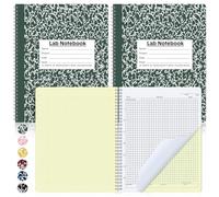 Affrolling 2 Pack Carbonless Lab Notebook Carbon Copy 8.5'' x 11'' 25 Sets of Pages 50 Pages Total Laboratory Engineering Chemistry Computation Notebook Science Grid Coil Binding(Green and White)
