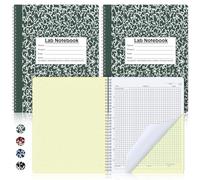 Affrolling 2 Pack Lab Notebook Carbonless Carbon Copy Laboratory Notebook Chemistry Book Science Grid Paper Contains Carbon Copies 50 Set Pages 100 Sheets Total Coil Binding(8.5'' X 11'',Dark Green)