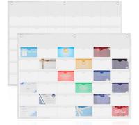 Affrolling 2 Pcs 2 x 3.5 Inch Business Card Index Card Holder Sleeve Hanging Wall Mount Business Holder 36 Slot Plastic Organizer for Office Home(White)