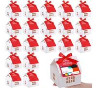Affrolling 25 Sets Open House Supplies Real Estate Agent Gifts for Clients House Shaped Gift Boxes with Greeting Cards for Real Estate Agent Favors Marketing Supplies (Red)
