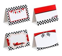 Affrolling 48 Pcs Race Car Food Labels Signs Folded Place Cards for Table Setting Blank Name Cards Birthday Party Baby Showers Decor