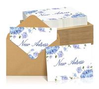 Affrolling 50 Sets Change of Address Postcards with Envelopes New Address Cards for New Home Watercolor Hydrangea and Front Door Design Moving Announcements Cards for Housewarming (Hydrangea)