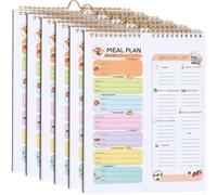 Affrolling 6 Pcs Pastel Undated Weekly Meal Planner and Grocery List with Magnet 8.5''x11'' Spring Bound Magnetic Family Meal Planner 30 Sheet Wall-mountable Menu Planning Pad for Daily Weekly Plan