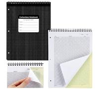 Affrolling Carbonless Lab Notebook Carbon Copy Note Pads 8.6 x 11.4 Inch with Science Grid, Top Coil Binding, Tear Off Line, Acrylic Writing Board for School Office Laboratory Engineering Chemistry