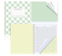 Affrolling Checkerboard Carbonless Lab Notebook Student Cute Carbon Copy 8.5'' x 11'' 25 Sets of Pages 53 Pages Total Laboratory Engineering Chemistry Computation Science Grid Women(Green Checkered)