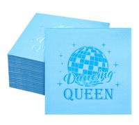 Affrolling Dancing Queen Napkin, 100 Pcs, Paper, 2-Ply, Blue, Party-Napkins for Bachelorette Party, Birthday Party, 70s 80s 90s Party, Bridal Shower
