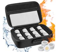 Affrolling Fireproof and Waterproof Coin Storage Box 96 Pcs 46 mm Coin Holder for Collectors Capsule Case with Lock with 196 Pcs 10 Size Gaskets for Dime Cent Nickel Quarter Silver Dollar(Black)