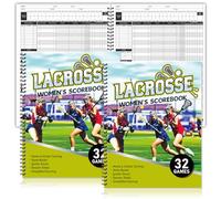 Affrolling Lacrosse Score Book for Men Women 32 Games Lacrosse Spiral Bound Score Book with Score Guide 23 x 30 cm for Coach School Adult Supplies Pack of 2