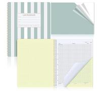 Affrolling Vertical Stripe Carbonless Lab Notebook Student Carbon Copy 8.5'' x 11'' 25 Sets of Pages 53 Pages Total Laboratory Chemistry Computation Notebook Scientific Grid Coil Binding(Green)