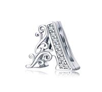 Afg Letter Clip Charm Sterling Silver 925 Fit for Pandora Reflexions Mesh Bracelet Alphabet Initial Charms Jewelry Gifts for Women Girl With Free Black Pouch (A)