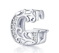 Afg Letter Clip Charm Sterling Silver 925 Fit for Pandora Reflexions Mesh Bracelet Alphabet Initial Charms Jewelry Gifts for Women Girl With Free Black Pouch (G)
