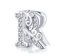 Afg Letter Clip Charm Sterling Silver 925 Fit for Pandora Reflexions Mesh Bracelet Alphabet Initial Charms Jewelry Gifts for Women Girl With Free Black Pouch (R)