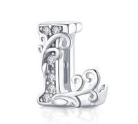Afg Letter Clip Charm Sterling Silver 925 Fit for Pandora Reflexions Mesh Bracelet Alphabet Initial Charms Jewelry Gifts for Women Girl With Free Black Pouch (L)