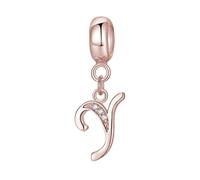 Afg Rose Gold Letter Pendant Charm Sterling Silver 925 Fit for Pandora Moment Bracelet Alphabet Initial Charms Jewelry Gifts for Women Girl With Free Black Pouch