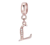 Afg Rose Gold Letter Pendant Charm Sterling Silver 925 Fit for Pandora Moment Bracelet Alphabet Initial Charms Jewelry Gifts for Women Girl With Free Black Pouch