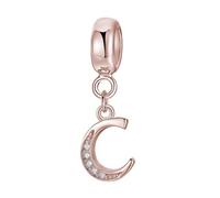 Afg Rose Gold Letter Pendant Charm Sterling Silver 925 Fit for Pandora Moment Bracelet Alphabet Initial Charms Jewelry Gifts for Women Girl With Free Black Pouch