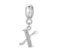 Afg S925 Letter Bead Pendant Charm Fit For European Bracelet, Alphabet X