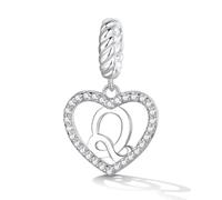 Afg S925 Letter Heart Pendant Charm Fit For European Bracelet, Alphabet Q
