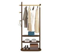 AFGFGHES Floor Coat Rack Coat Rack Floor-to-ceiling Bedroom Double-layer Storage Rack Home Multi-functional Living Room Bedroom Retro Hanger Perchero De Pie(B)