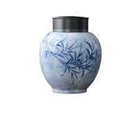 AFGFGHES Tea Caddy Pure Hand-painted Ink-dyed Green Small Round Tea Cans Household Tea Sealed Storage Cans Ceramic Coffee Tea Canister Kitchen Tea Canisters