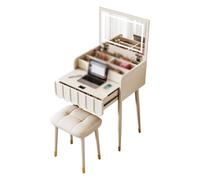 AFGFGHES Vanity Desk French Cream Style Dressing Table, Small Solid Wood Dressing Table For Bedroom, Light Luxury Dressing Table With Stool Tocadores Para Habitación
