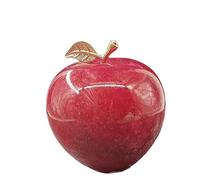 Afghan Apple Crystal - Handcrafted Natural Stone Apple Sculpture with Gold Stem and Leaf for Home Decor & Spiritual Practices(A)
