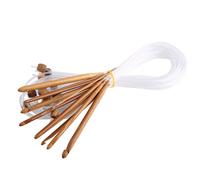 Afghan Crochet Hooks, 12pcs Carbonized BambooTunisian Crochet Hooks High Flexibility Plastic Cable for12 Different Sizes