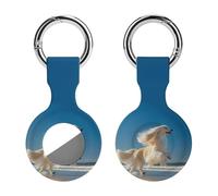 Afghan Dog Beach Compatible with Airtag Locator Silicone Protective Case with Keychain 1PCS