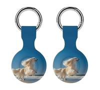 Afghan Dog Beach Compatible with Airtag Locator Silicone Protective Case with Keychain 2PCS