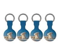 Afghan Dog Beach Compatible with Airtag Locator Silicone Protective Case with Keychain 4PCS