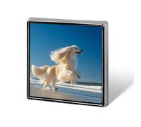 Afghan Dog Beach Square Badge Pin Metal Memorial Brooch Button Lapel Pins for Backpack Wedding