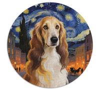 Afghan Hound 1000 Piece Round Puzzle For Adults And Kids Cute Dog Jigsaws Creative Unique Challenge Games Stress Reliever Difficult Challenge 1000pcs (67.5x67.5cm)
